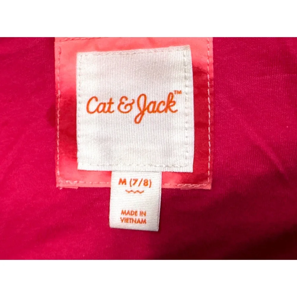 Cat & Jack Girls Pink Tie Dye Windbreaker Hooded Jacket Magenta Size M 7/8